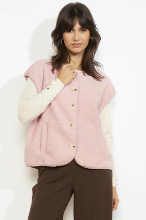 teddy gilet lichtroze