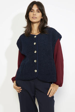 teddy gilet marineblauw