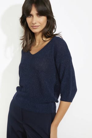 trui marineblauw gebreid