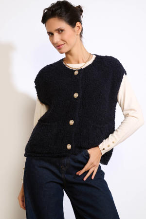 teddy gilet donkerblauw
