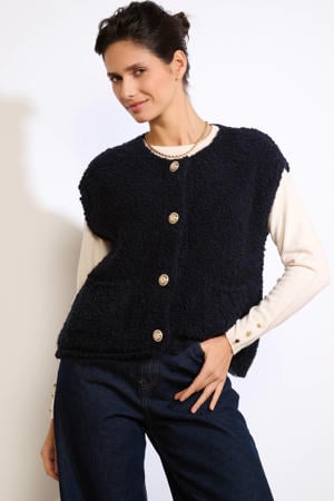 teddy gilet donkerblauw