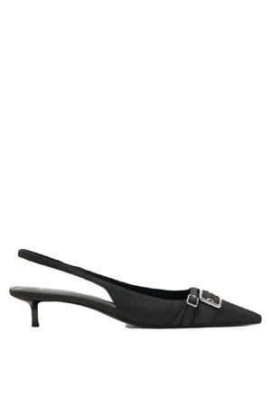 denim slingback pumps donkerblauw