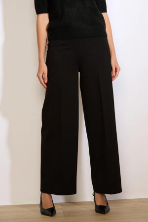 wide leg regular waist broek zwart