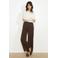 LOLALIZA wide leg regular waist broek donkerbruin