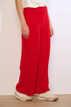 wide leg regular waist broek rood