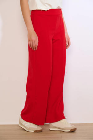 wide leg regular waist broek rood