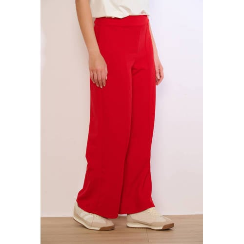 LOLALIZA wide leg regular waist broek rood afbeelding