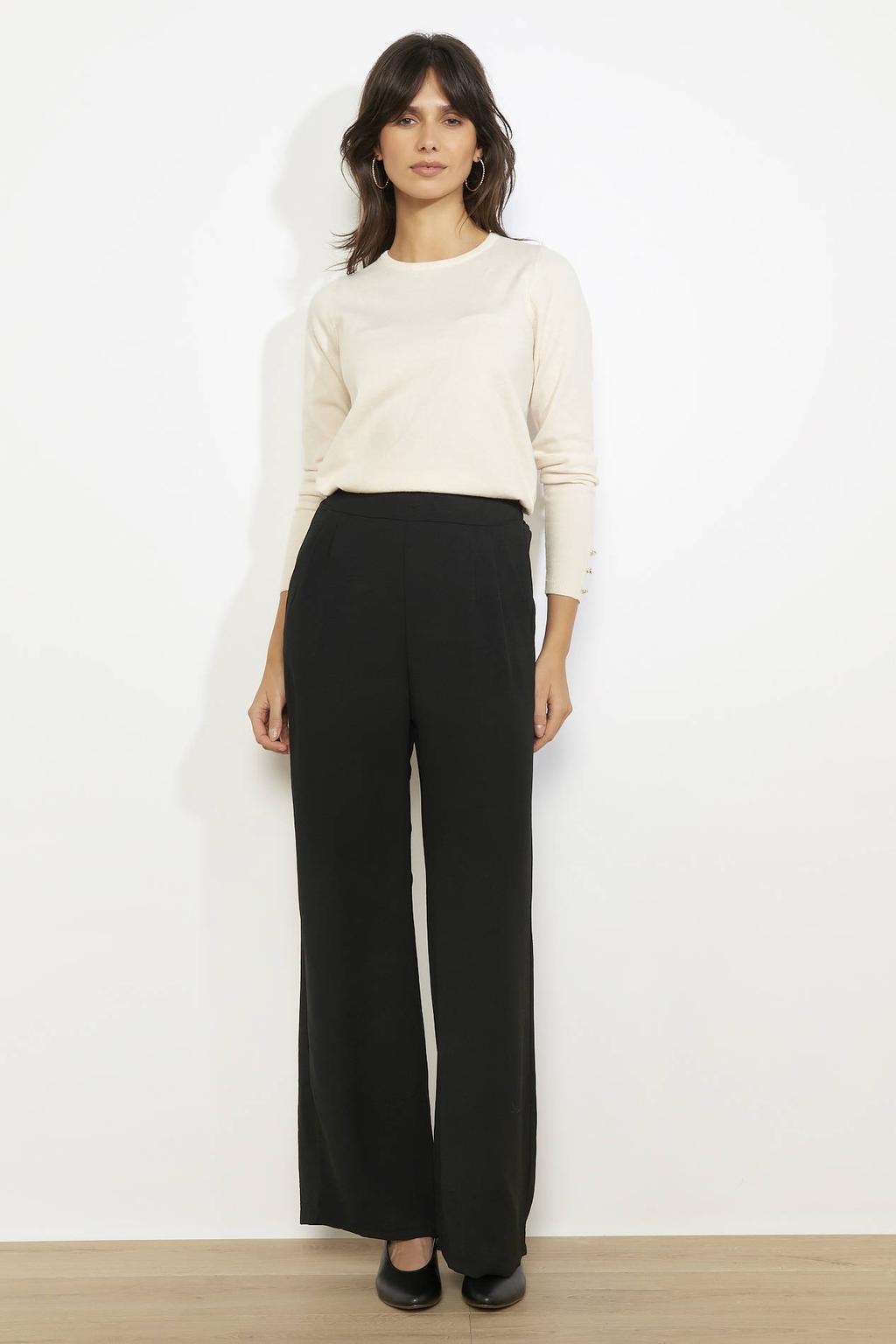 Zwarte dames LOLALIZA wide leg high waist broek met effen