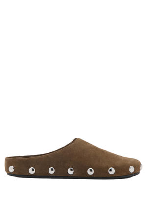 suède clogs bruin