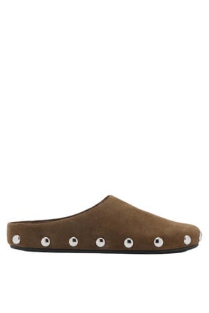 suède clogs bruin
