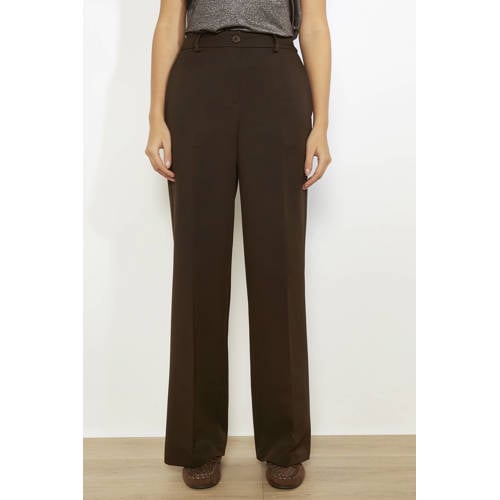 LOLALIZA flared regular waist pantalon donkerbruin afbeelding