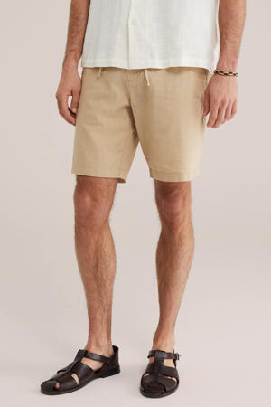 relaxed chino short met linnen beige