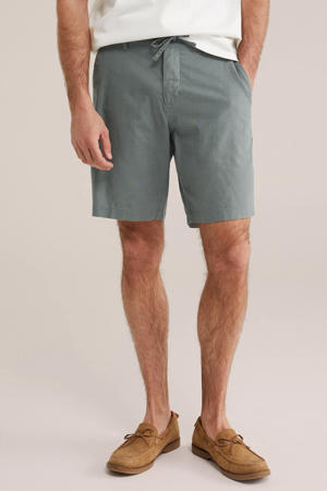 relaxed chino short met linnen groen