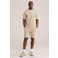 WE Fashion relaxed sweatshort beige met ingebreid patroon
