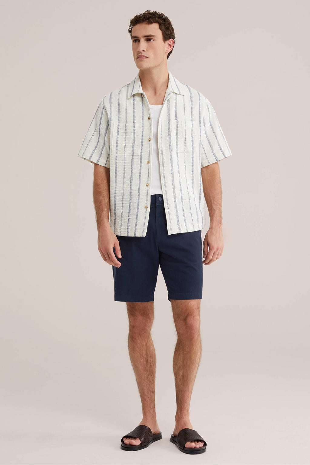 WE Fashion regular chino short donkerblauw