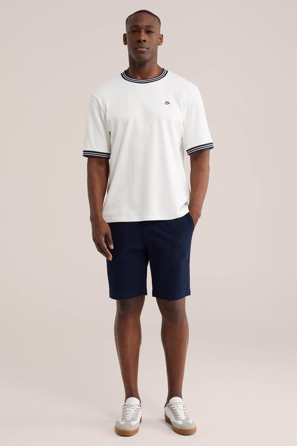 WE Fashion regular chino short donkerblauw