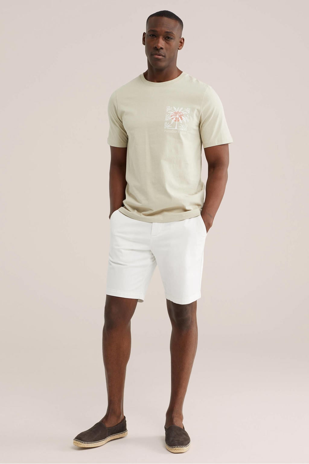 WE Fashion straight leg chino short - ecru