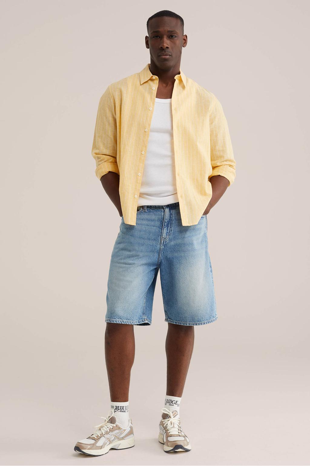 WE Fashion Blue Ridge loose denim short blauw