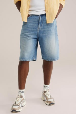 loose denim short blauw