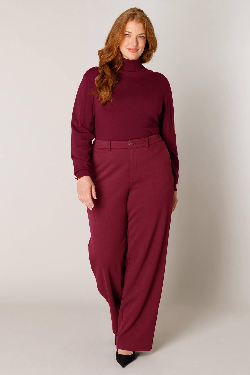 Base Level Curvy straight leg pantalon Plus Size - donkerrood