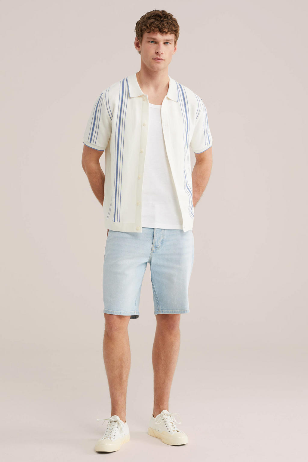 WE Fashion Blue Ridge denim regular short blauw