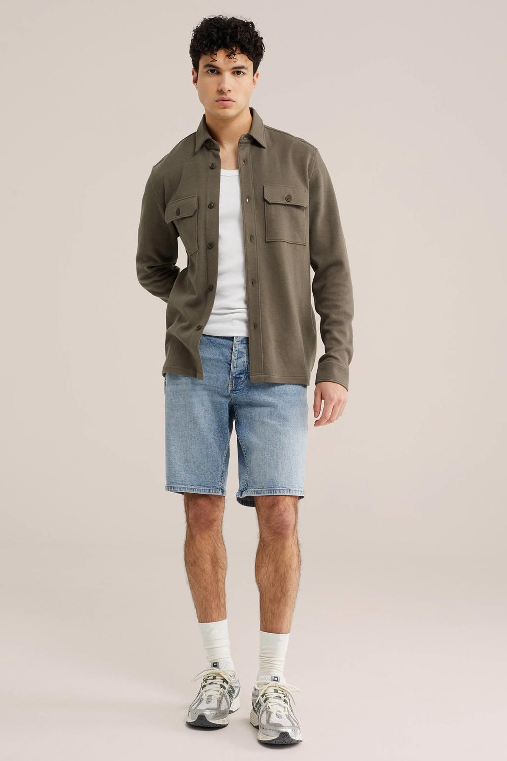 WE Fashion Blue Ridge denim regular short blauw