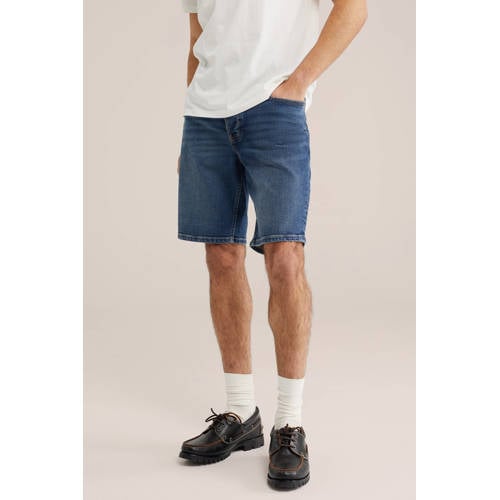 WE Fashion regular denim short donkerblauw afbeelding
