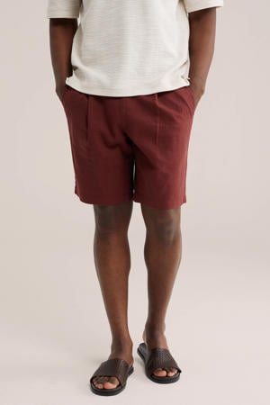 relaxed casual short met linnen donkerrood