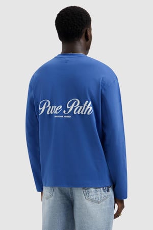 longsleeve met backprint blauw