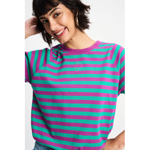 POM Amsterdam gestreepte longsleeve paars afbeelding