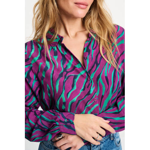 POM Amsterdam blouse met zebraprint paars afbeelding