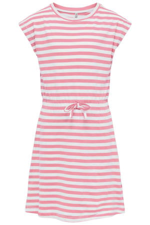 gestreepte midi jurk roze