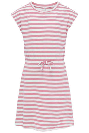 gestreepte midi jurk roze