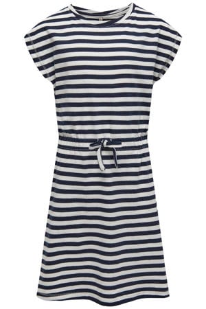 gestreepte midi jurk donkerblauw