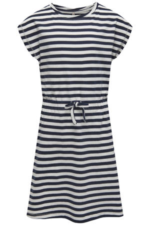 gestreepte midi jurk donkerblauw