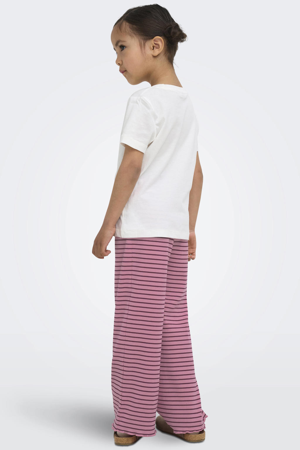 Witte meisjes KIDS ONLY MINI T-shirt van katoen met printopdruk, korte mouwen, ronde hals en borduursels