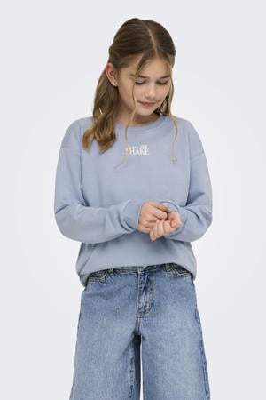 sweater met backprint lichtblauw