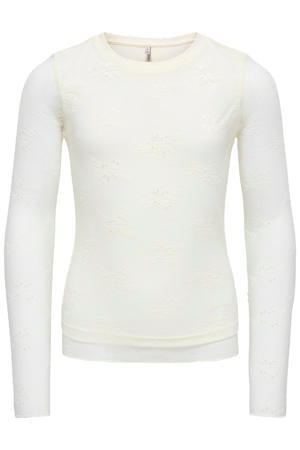 gebloemde longsleeve wit