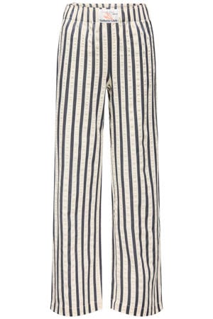 wide leg gestreepte casual broek donkerblauw
