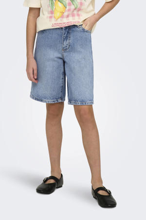 denim wide leg short light blue denim