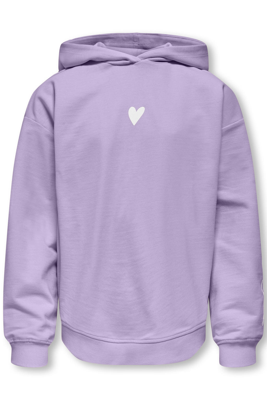 Paars en witte meisjes KIDS ONLY GIRL hoodie van sweat materiaal met backprint, lange mouwen en capuchon