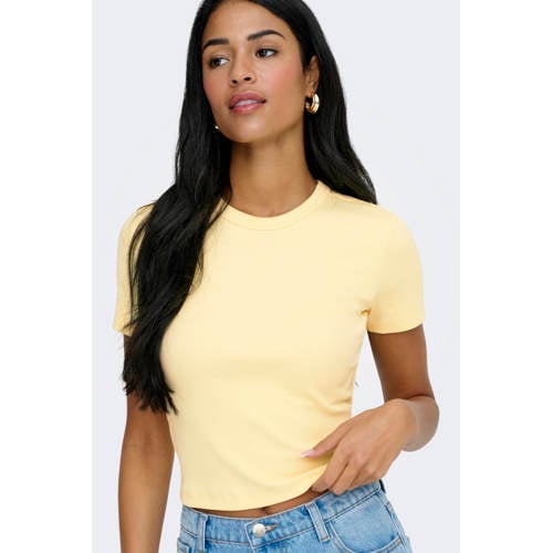 ONLY T-shirt lichtgeel afbeelding