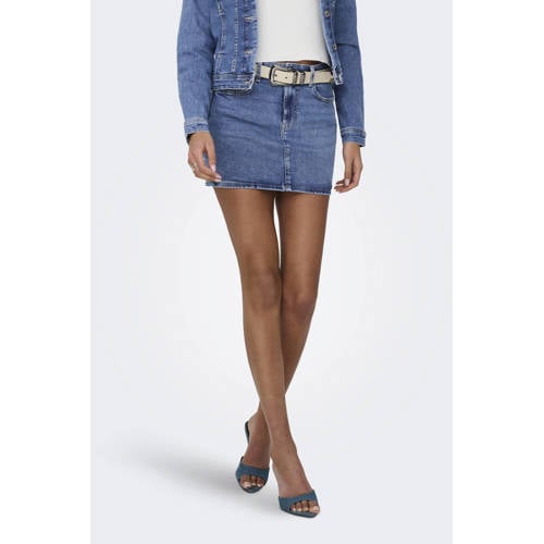 ONLY denim spijkerrok medium blue denim afbeelding