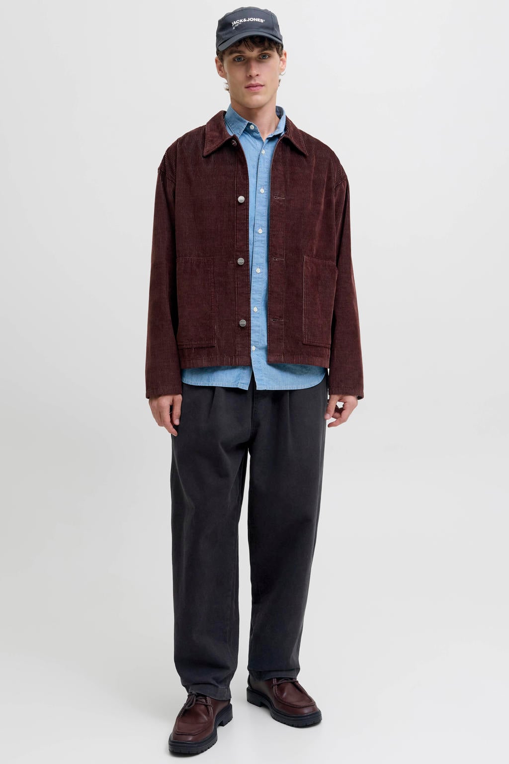JACK & JONES PANTS STUDIO JPSTEVAN barrel casual broek zwart