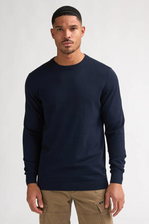 trui fijn gebreid donkerblauw