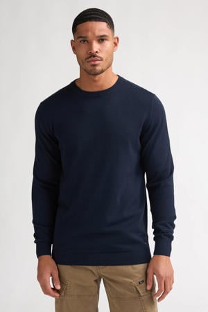 trui fijn gebreid donkerblauw