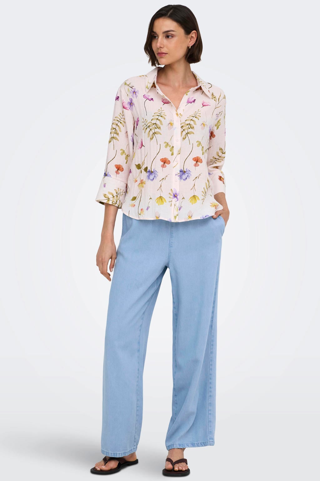 JDY gebloemde blouse ecru