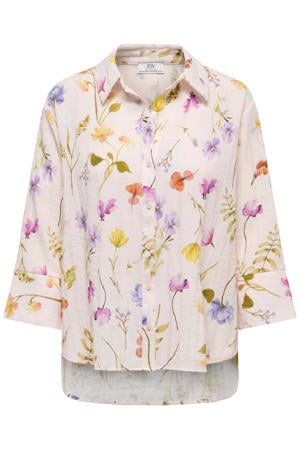 gebloemde blouse ecru