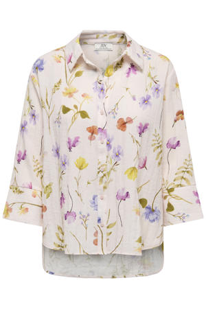 gebloemde blouse ecru