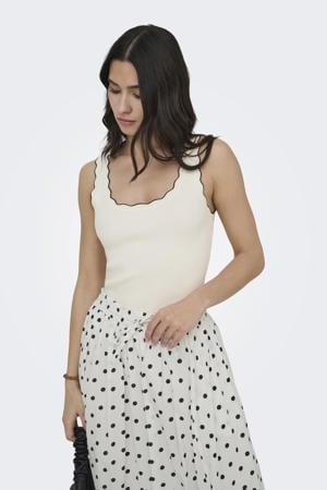 mouwloze top ecru/zwart